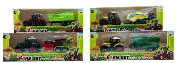 Farm Set / Traktor mit Anhänger - Metallguss