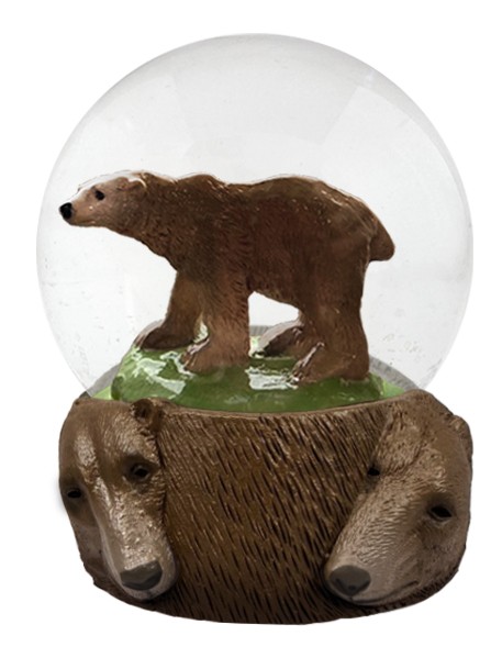 Glitzerkugel Bär / Water Globe brown bear 9 cm